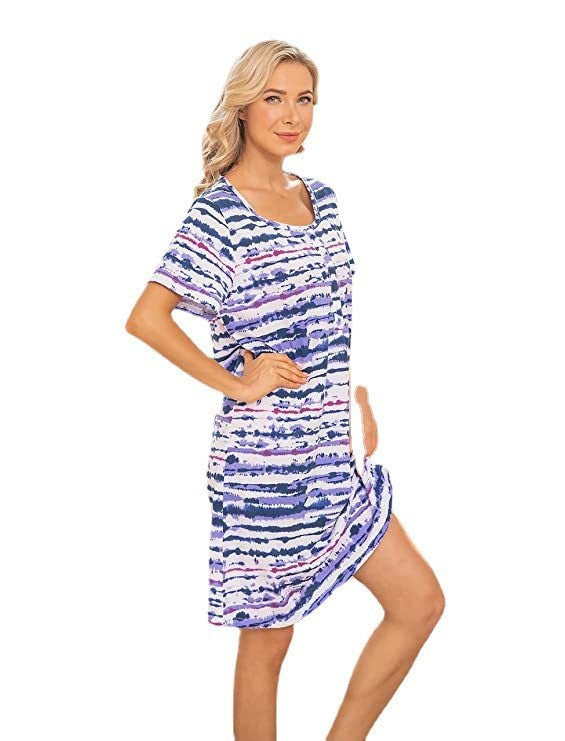 Damen Freizeit Tie-Dye Hemdkleid Drune