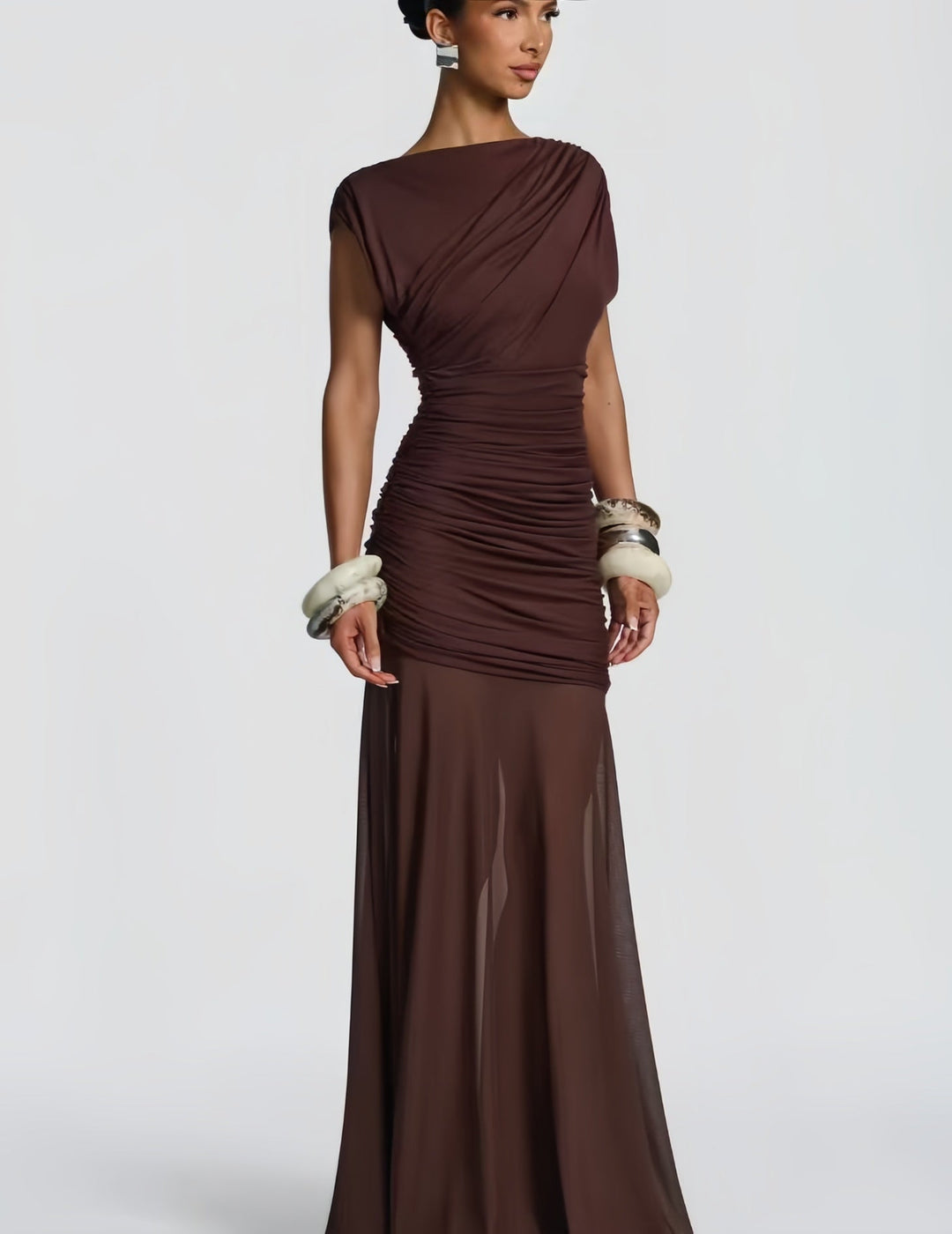 Damen Elegantes und figurbetontes Abendkleid mit Raffungen Drune