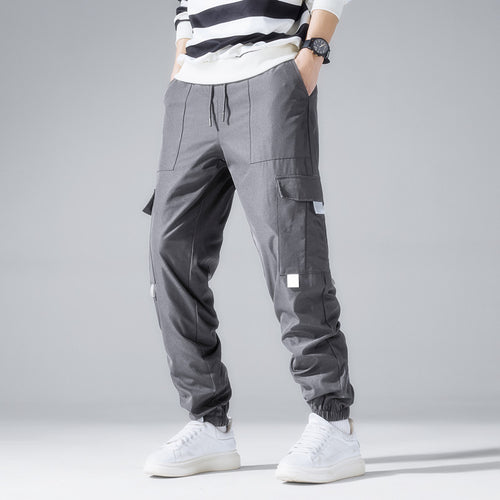 Herren Technische Utility-Cargohose im Joggerstil mit Tunnelzug & elastischen Knöchelbündchen Drune