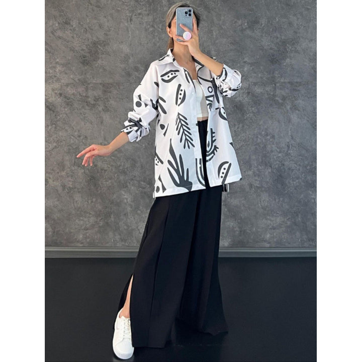 Damen Lässige Oversized-Bluse mit grafischem Druck und weiter Passform Drune