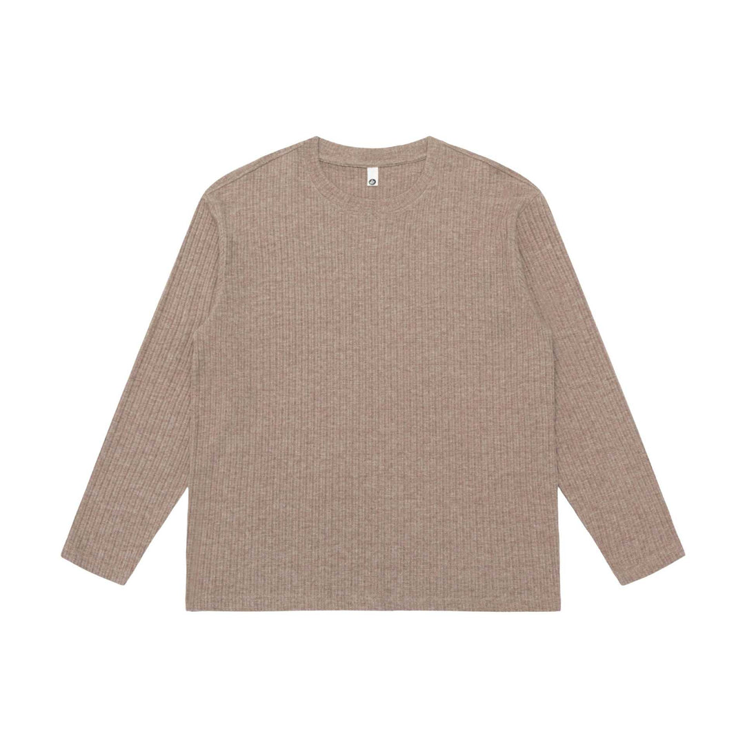 Unisex Fein geripptes Langarmshirt mit Rundhalsausschnitt und leichter Oversize-Silhouette Drune