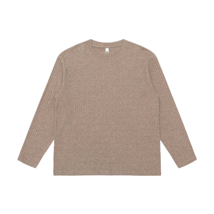 Unisex Fein geripptes Langarmshirt mit Rundhalsausschnitt und leichter Oversize-Silhouette Drune