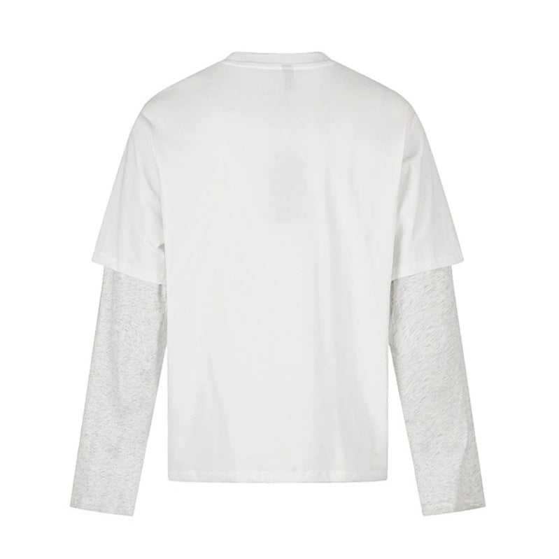 Damen Lagen-Langarmshirt im Layer-Look mit Fotoprint und Kontrastärmeln Drune