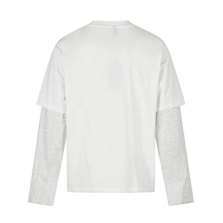Damen Lagen-Langarmshirt im Layer-Look mit Fotoprint und Kontrastärmeln Drune