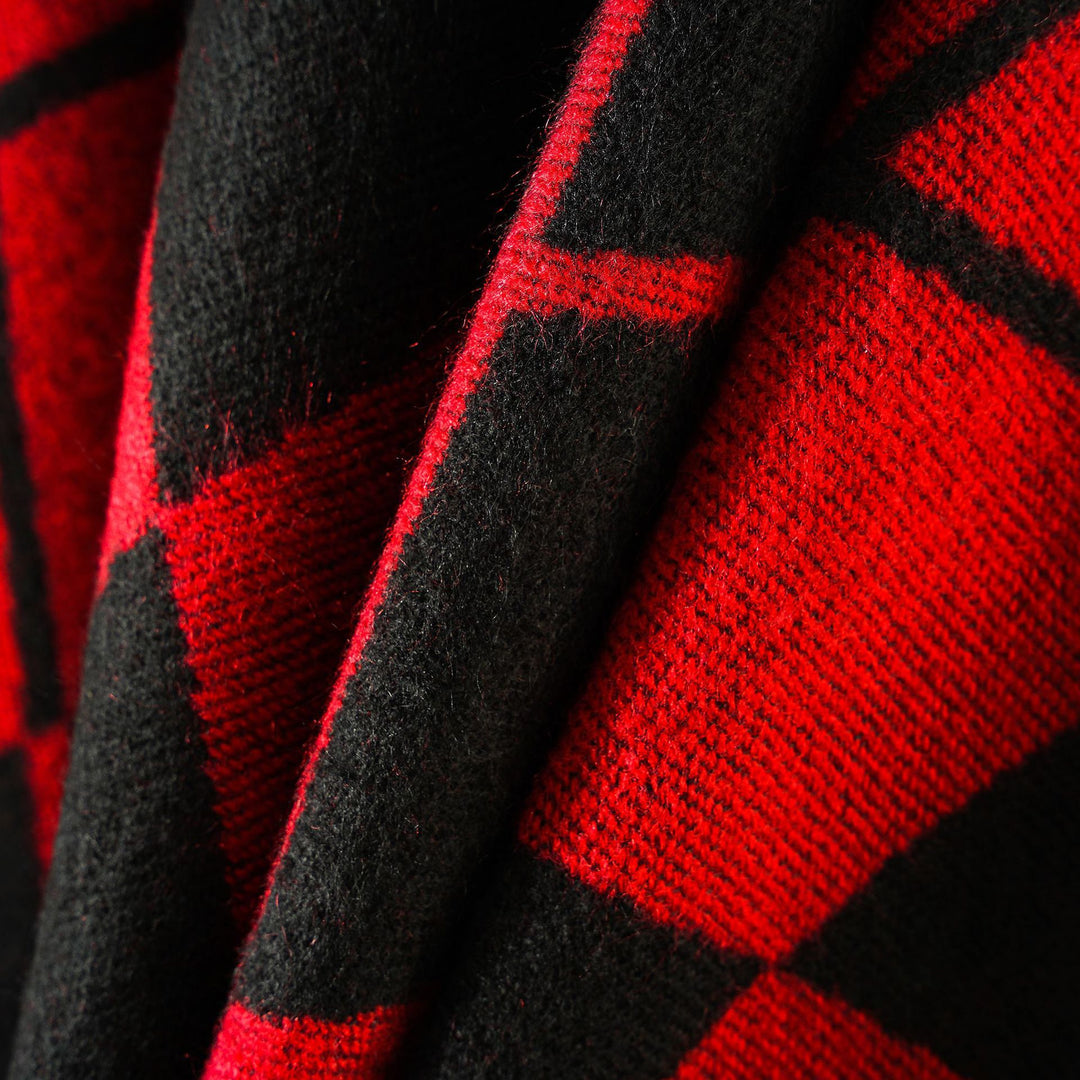 Damen Oversize-Cape im Plaid‑Deckenstil aus Wollmix mit offenem Fall Drune