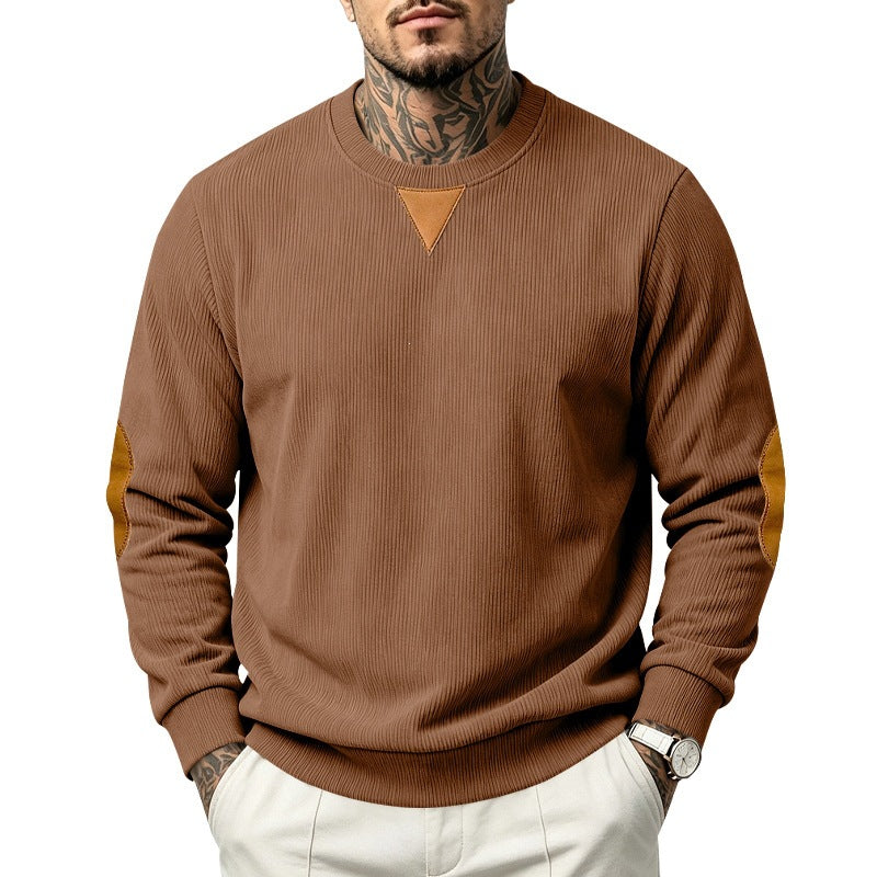 Herren Sweatshirt mit Strukturstrick, Ellbogen-Patches und Rundhalsausschnitt Drune