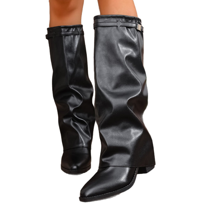 Damen Slouch‑Stiefel mit spitzer Zehenpartie und niedrigem Blockabsatz Drune