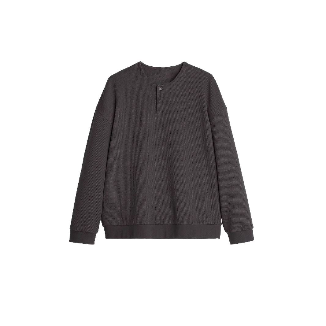Herren Strukturierter Oversize-Strickpullover mit Henley-Knopfleiste Drune