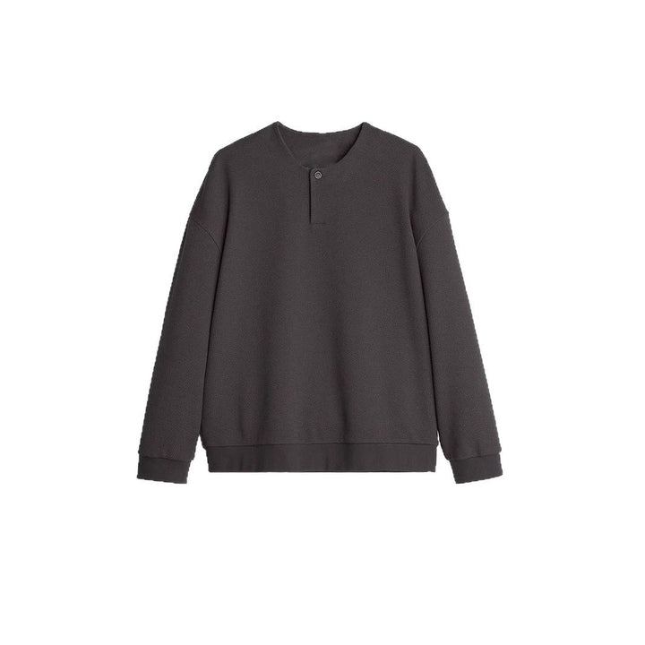 Herren Strukturierter Oversize-Strickpullover mit Henley-Knopfleiste Drune