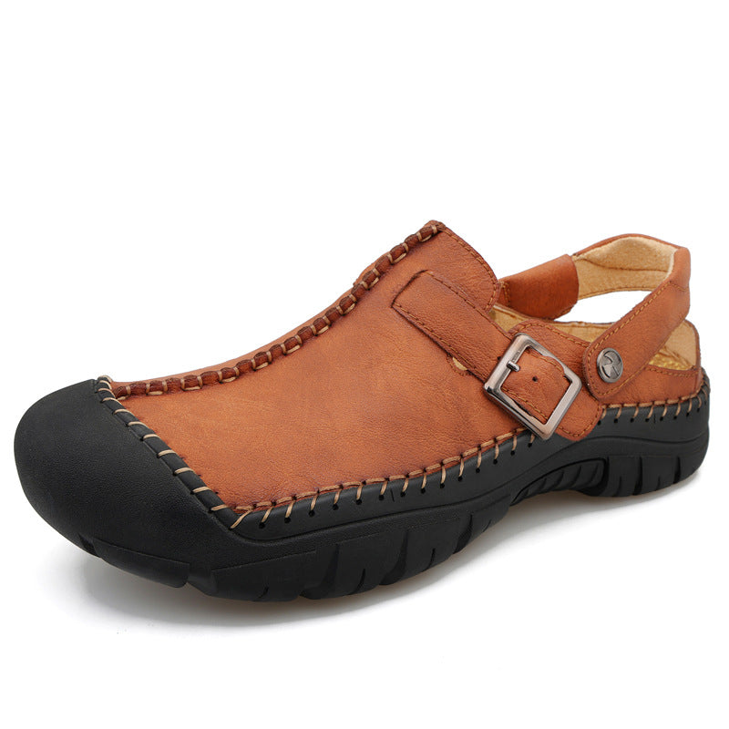 Herren Clogs aus hochwertigem Leder mit komfortablem Riemen und rutschfester Sohle Drune