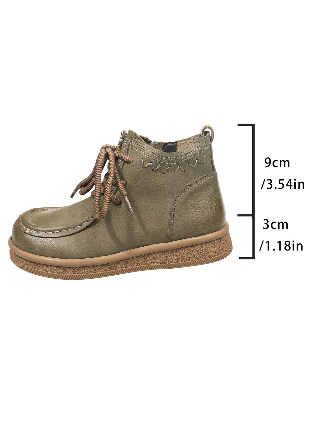 Damen nan knöchelhohe Schnür-Stiefelette mit seitlichem Reißverschluss und gepolsterter Komfortsohle Drune