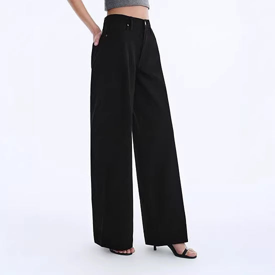 Damen Weite High-Waist-Hose mit fließendem Beinschnitt Drune
