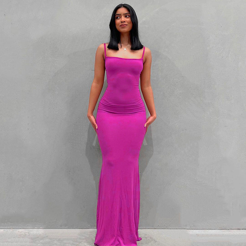 Damen Körperbetontes Maxi‑Jerseykleid mit taillierter Drapierung, langen Ärmeln und ausgestelltem Saum Drune