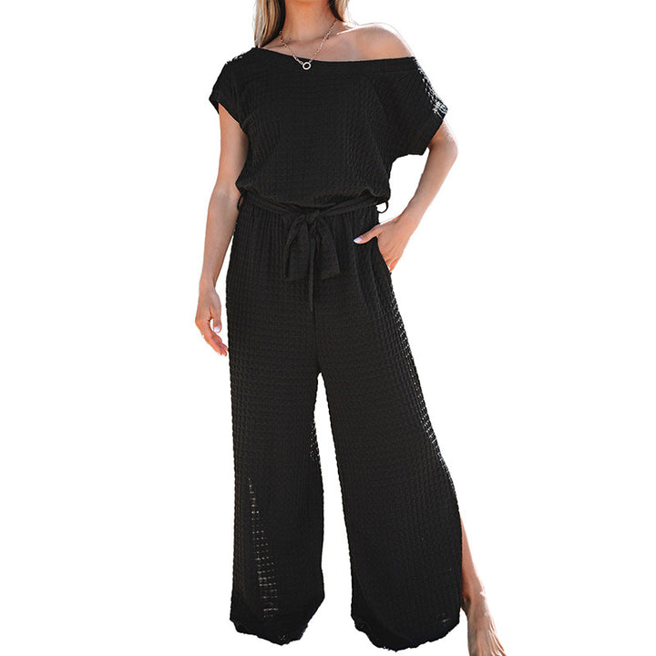 Damen lässiger Jumpsuit mit weitem Schnitt und elastischem Bund Drune