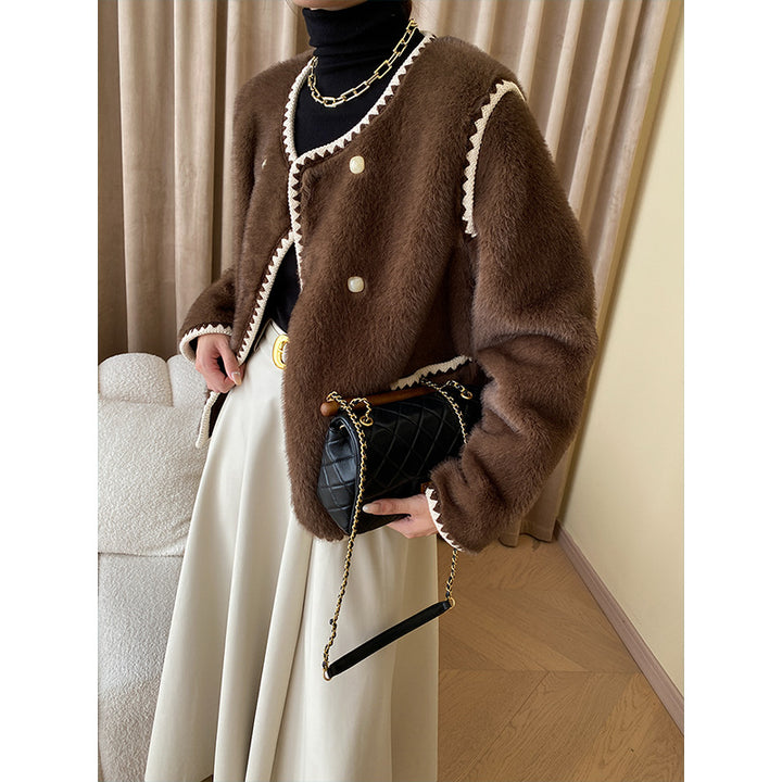 Damen Fleecejacke mit dekorativen Knopfdetails Drune
