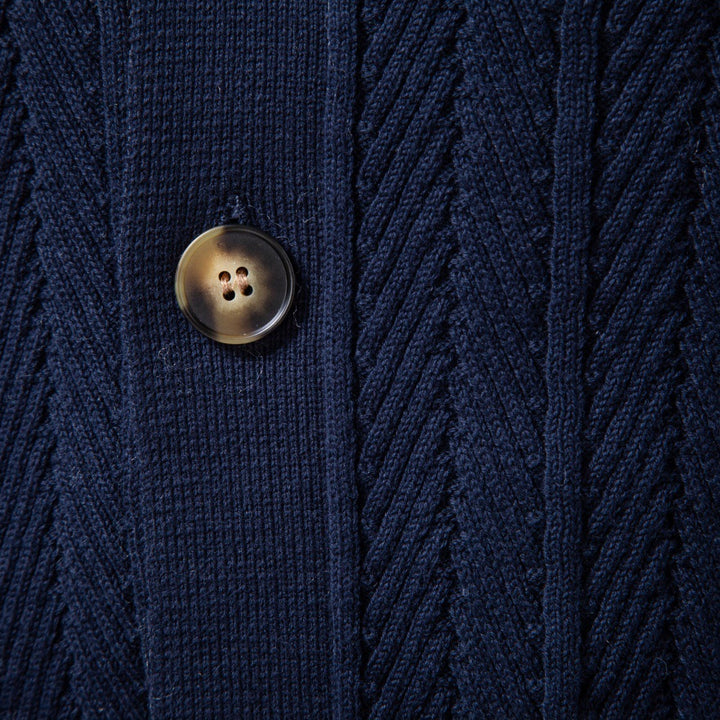 Herren Feinstrick-Button-Cardigan mit Zopfmuster und Stehkragen Drune