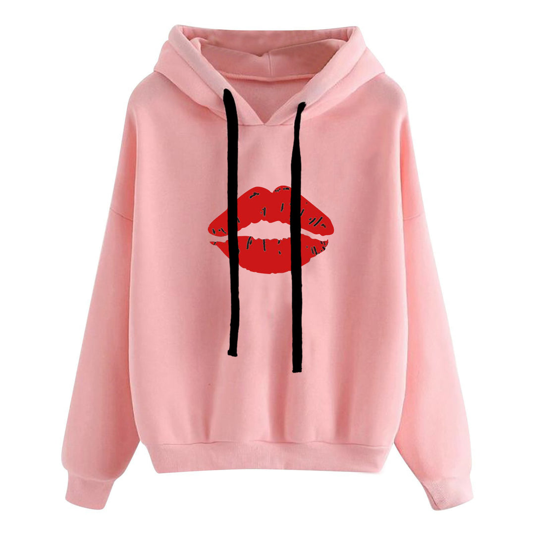 Damen nan lässiger Oversize Kapuzenpullover mit Herz‑und‑Pfotenprint, Kordelzug und gerippten Bündchen Drune