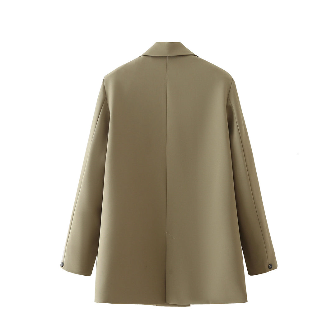 Damen nan taillierter Longblazer im Oversize-Look mit Reverskragen und Pattentaschen Drune