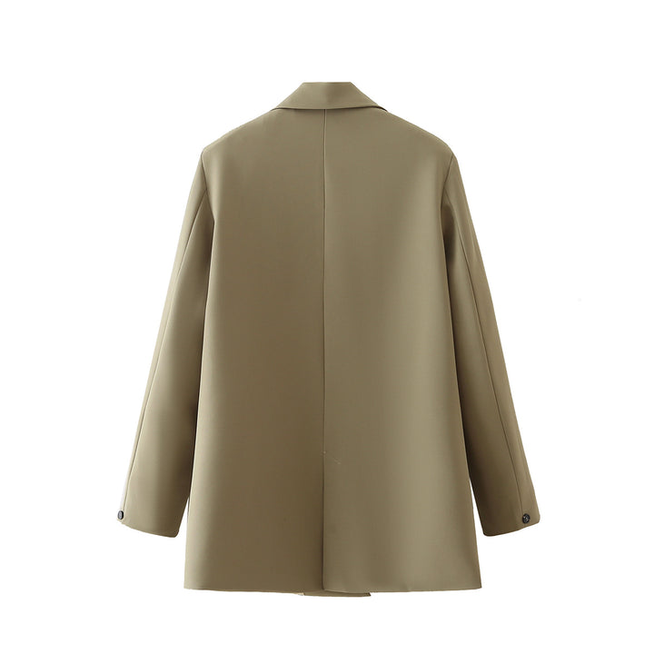 Damen nan taillierter Longblazer im Oversize-Look mit Reverskragen und Pattentaschen Drune