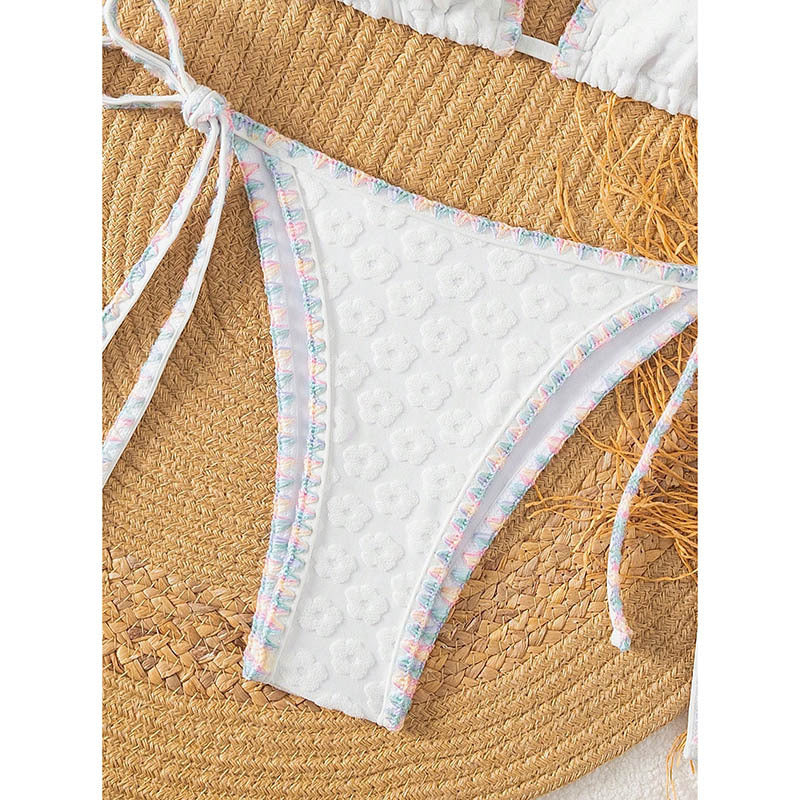 Damen Triangel-Bikini mit floralem Spitzenband Drune