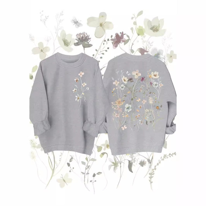 Damen Sweatshirt mit floralem Design und weichem Innenfutter Drune