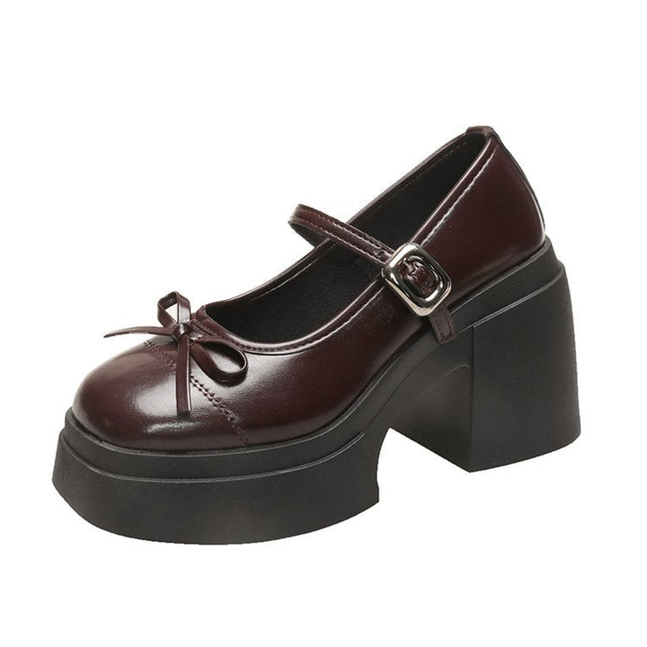 Damen Plateau-Pumps mit Riemchen und Schleifendetail Drune