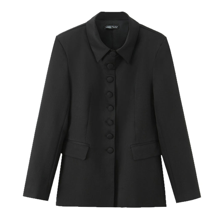 Damen Eleganter taillierter Blazer mit bezogenen Knöpfen und Pattentaschen Drune
