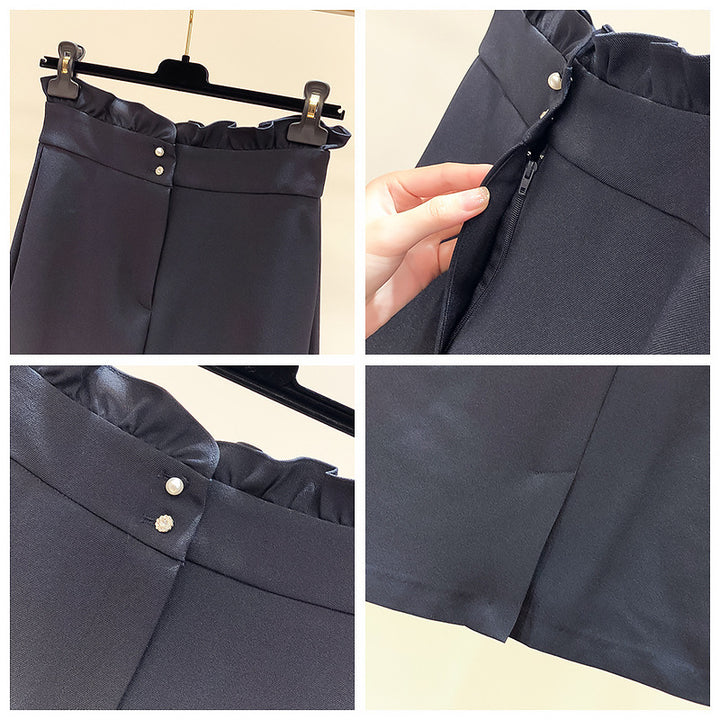 Damen Eleganter Midi-Rock mit Falten-Design Drune