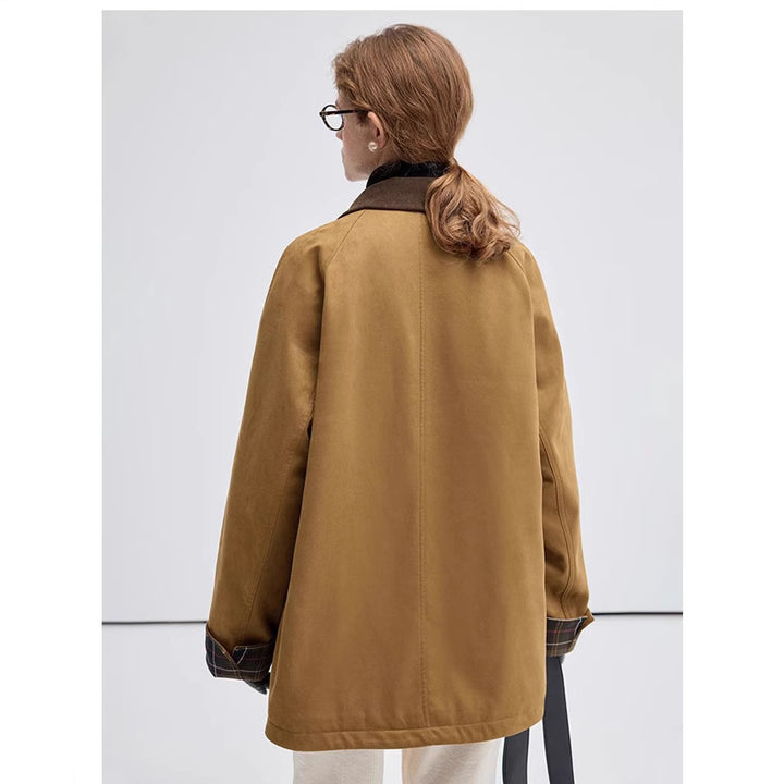 Damen Modische Übergangsjacke aus weichem Material mit Karomuster Drune