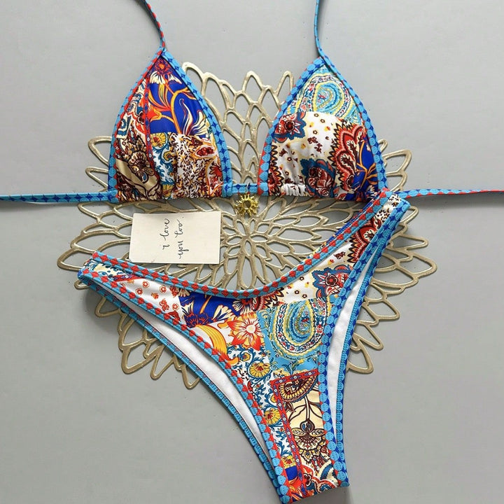 Damen Triangel-Bikini mit floralem Muster und raffinierten Details Drune