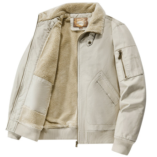 Herren Teddygefütterte Pilot-Bomberjacke mit Sherpa-Innenfutter und Ärmeltasche Drune