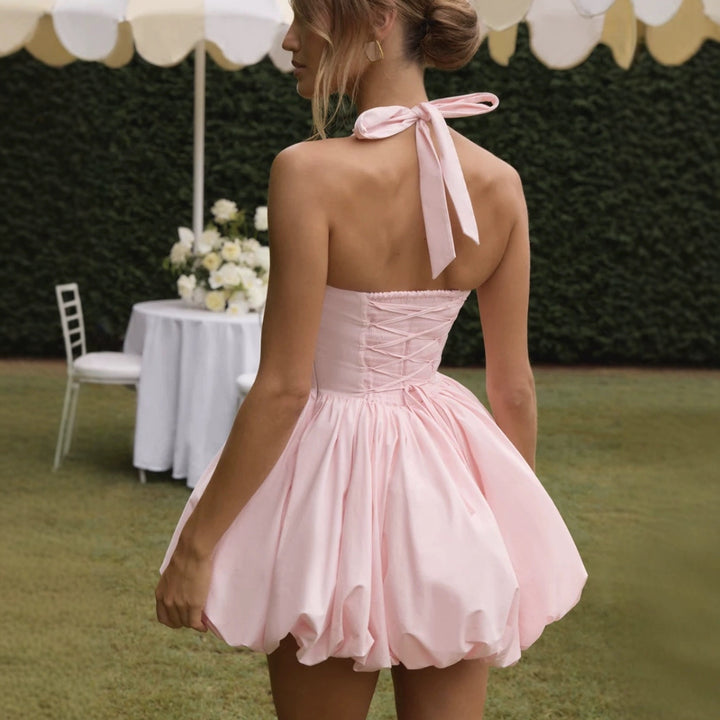 Damen Verspieltes Cocktailkleid mit schwingendem Rock und verstellbarem Halter Drune