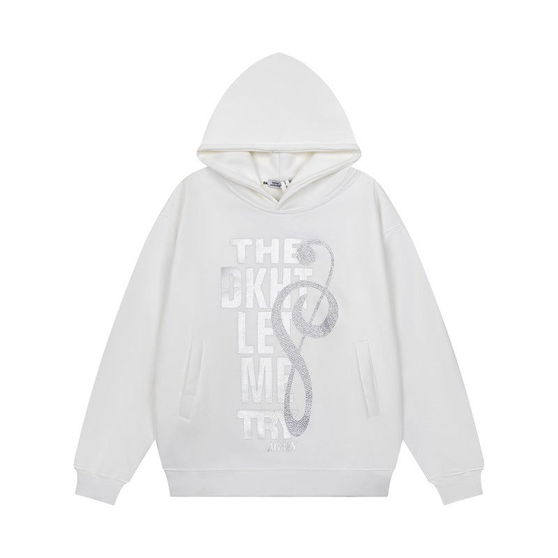 Damen Kapuzenpullover mit Strass-Frontprint, Relaxed-Fit und seitlichen Eingrifftaschen Drune