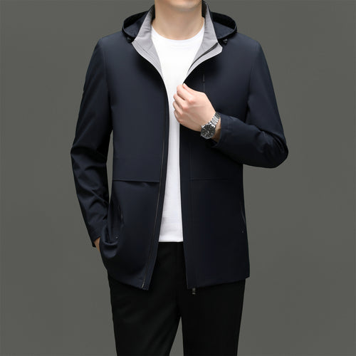 Herren leichte Freizeitjacke mit hohem Stehkragen und praktischen Taschen Drune