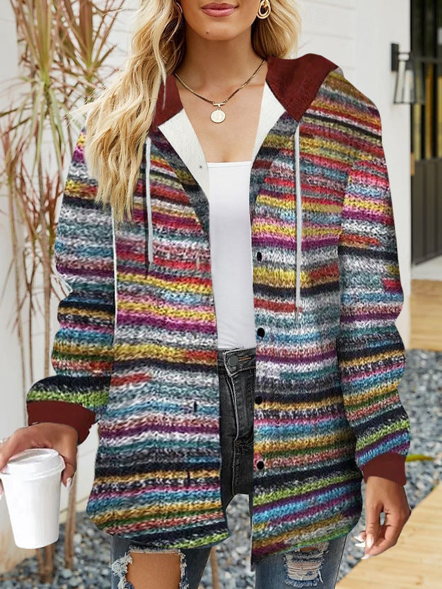 Frauen Oversized Hoodie mit Druckknopfverschluss und Kontrastbesatz Drune