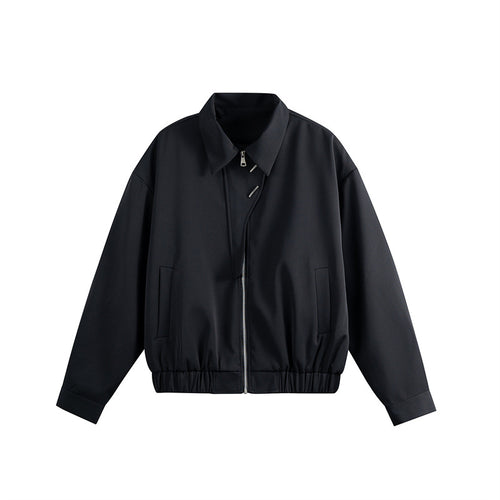Unisex Leichter Blouson mit Umlegekragen, verdecktem Reißverschluss und elastischem Saum Drune