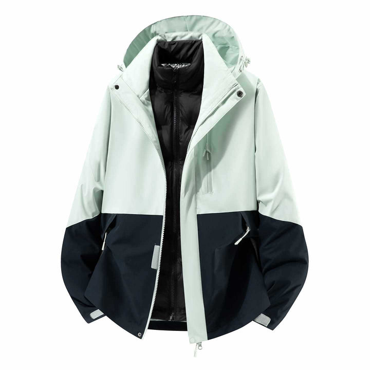 Herren Wasserfeste dreiteilige Winterjacke mit abnehmbarer Daunen-Innenjacke und Kapuze Drune