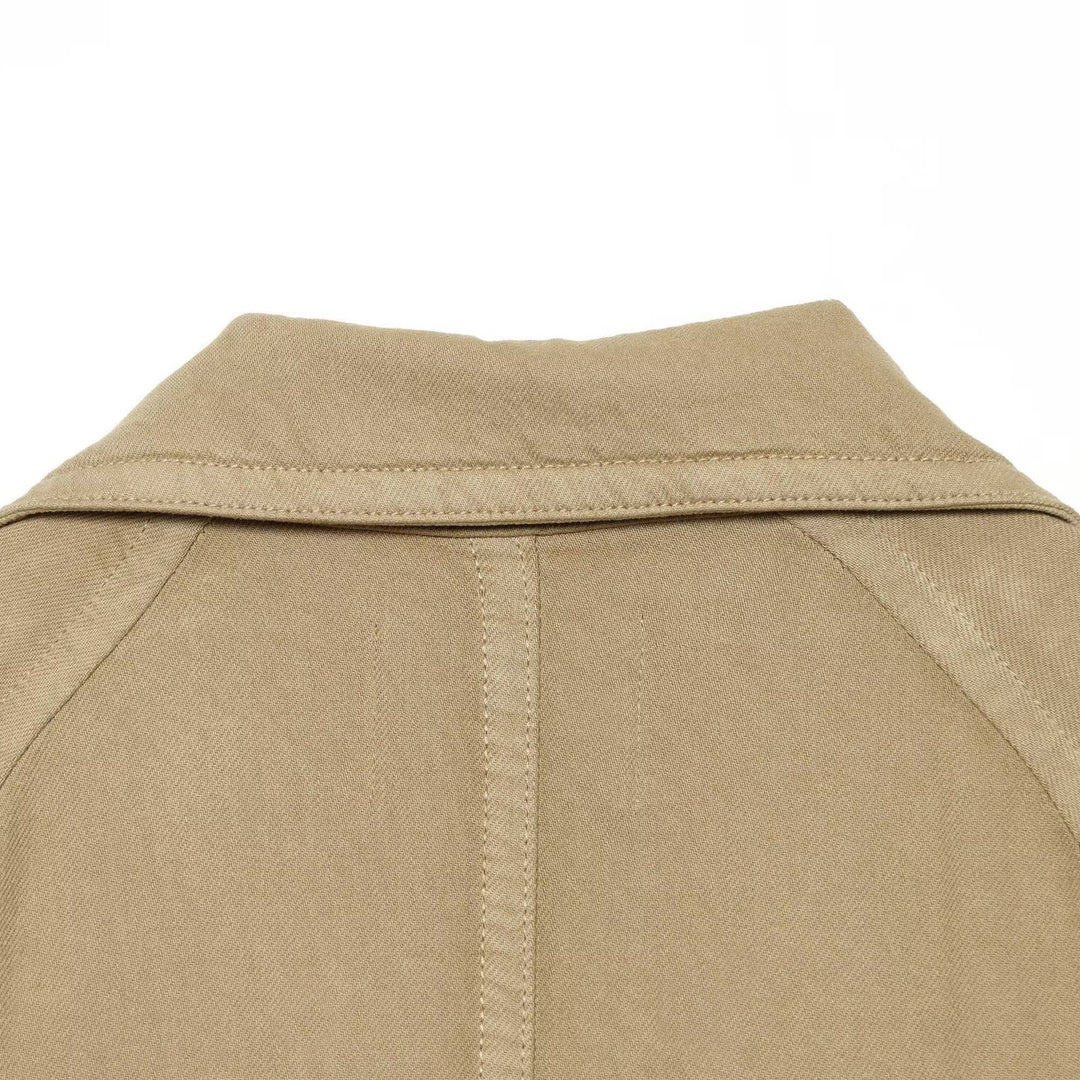 Damen Cropped Trench-Capejacke mit doppelreihiger Knopfleiste, Schulterpatten und Bindegürtel Drune