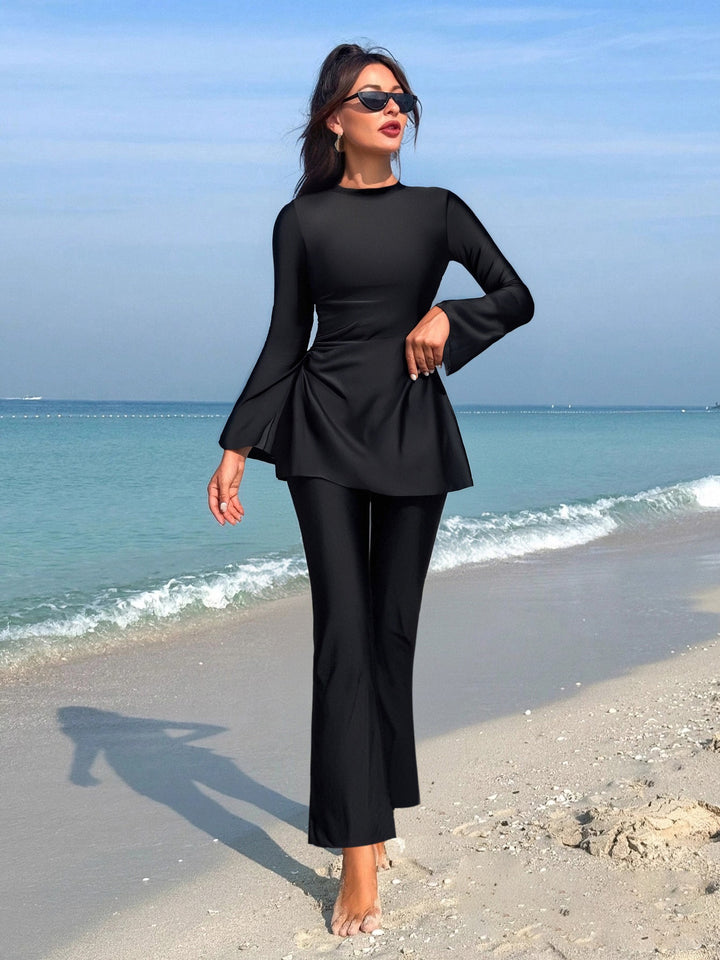 Damen eleganter Strandanzug mit weit schwingendem Oberteil Drune