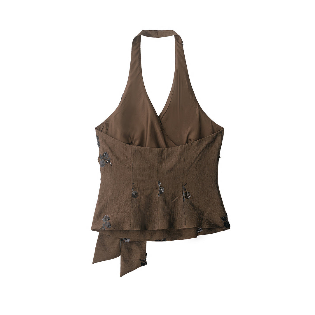 Damen 40+ weite Palazzo‑Culotte mit floraler Paillettenbestickung Drune