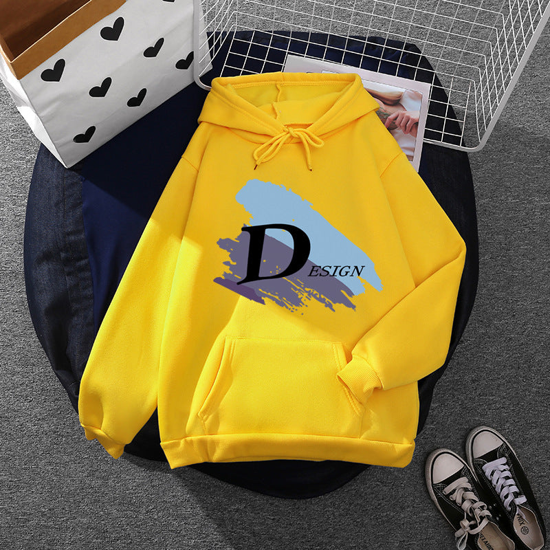 Unisex nan lässiger Kapuzenpullover mit großflächigem Pinsel-Logo, Kängurutasche und verstellbarer Kapuze Drune