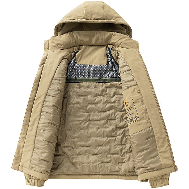 Herren Gepolsterte Thermo-Winterjacke mit Kapuze, wasserabweisender Außenhaut und Reißverschlusstaschen Drune