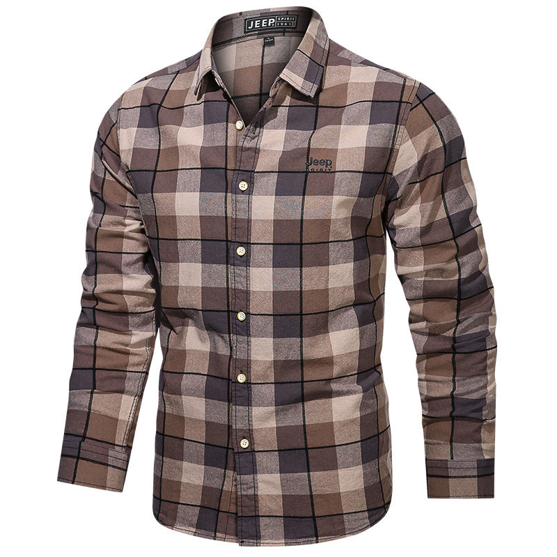 Herren nan tailliertes Karomuster-Flanellhemd mit Brusttasche und weichem Baumwollmix Drune