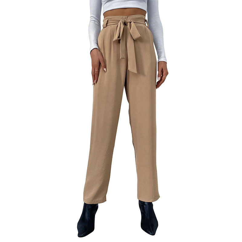 Damen Hochtaillierte Hosen mit Bindegürtel Drune