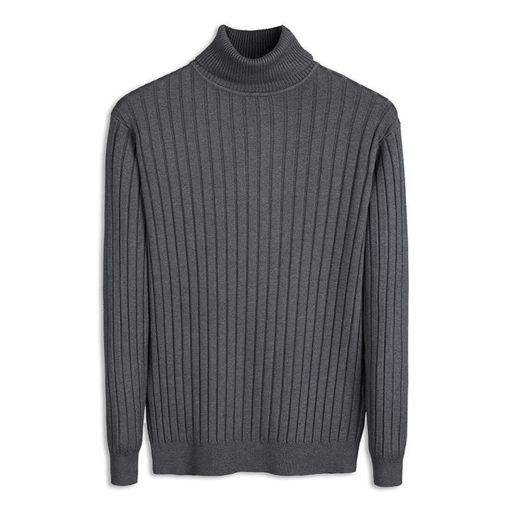 Herren Figurbetonter Rippenstrick‑Rollkragenpullover mit Stretch‑Feinstrick Drune