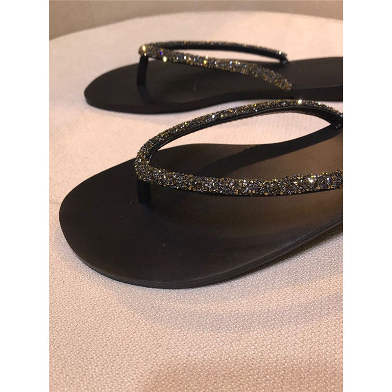 Damen Strandsandalen mit glitzerndem Riemendesign Drune
