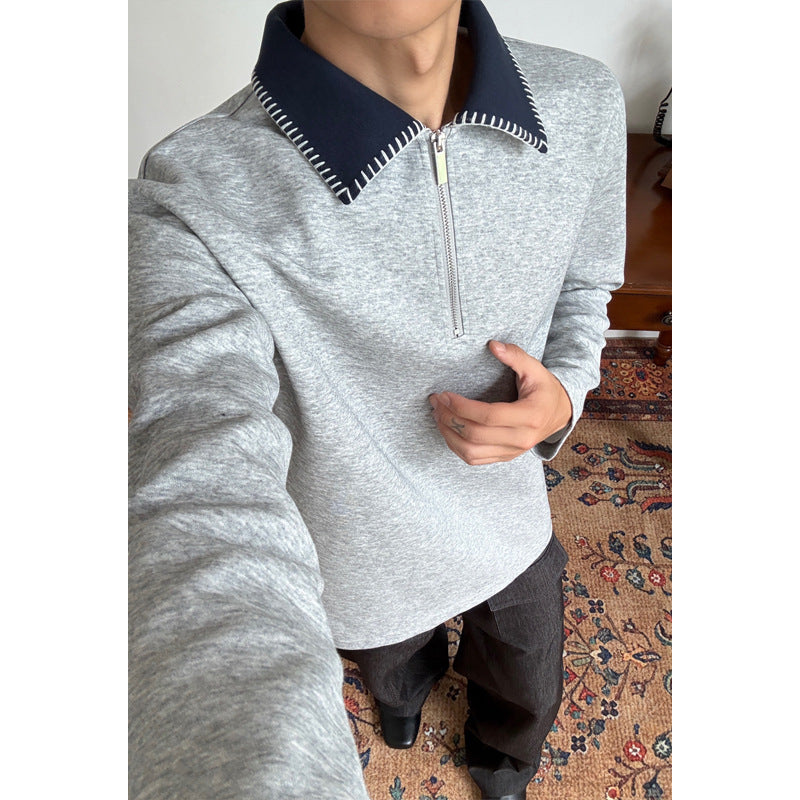Herren Lässiger Pullover mit Reißverschluss Drune