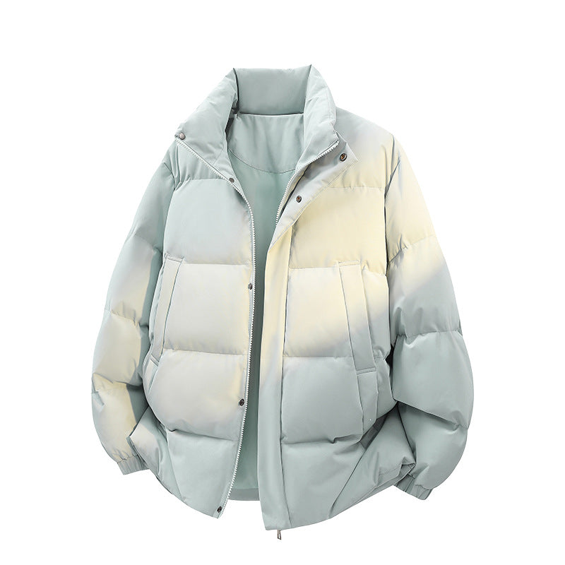 Herren Kurz geschnittener Oversize-Puffer mit Stehkragen, Druckknopfblende und verdecktem Reißverschluss Drune
