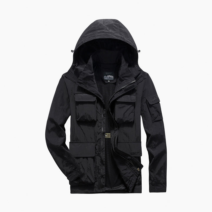 Herren nan multifunktionale Utility-Fieldjacke mit zahlreichen Klapp- und Reißverschlusstaschen sowie D-Ring Drune