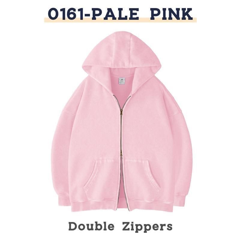 Unisex Oversized Kapuzenjacke mit Doppelreißverschluss und Kängurutaschen Drune